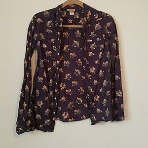 Floral design long sleeve button down shirt